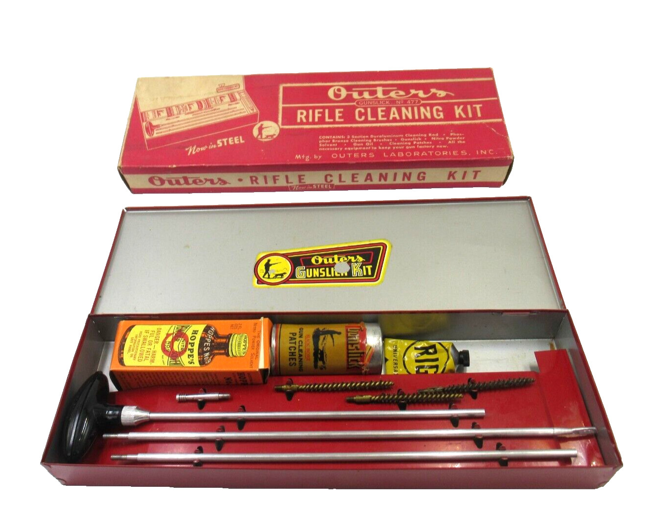 Rifle Cleaning Kit No. 477  22 Cal in Tin Vintage Outers