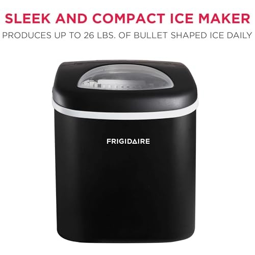 EFIC101-BLACK Ice Maker Machine for Countertop, 26 lbs, Adjustable Ice Black