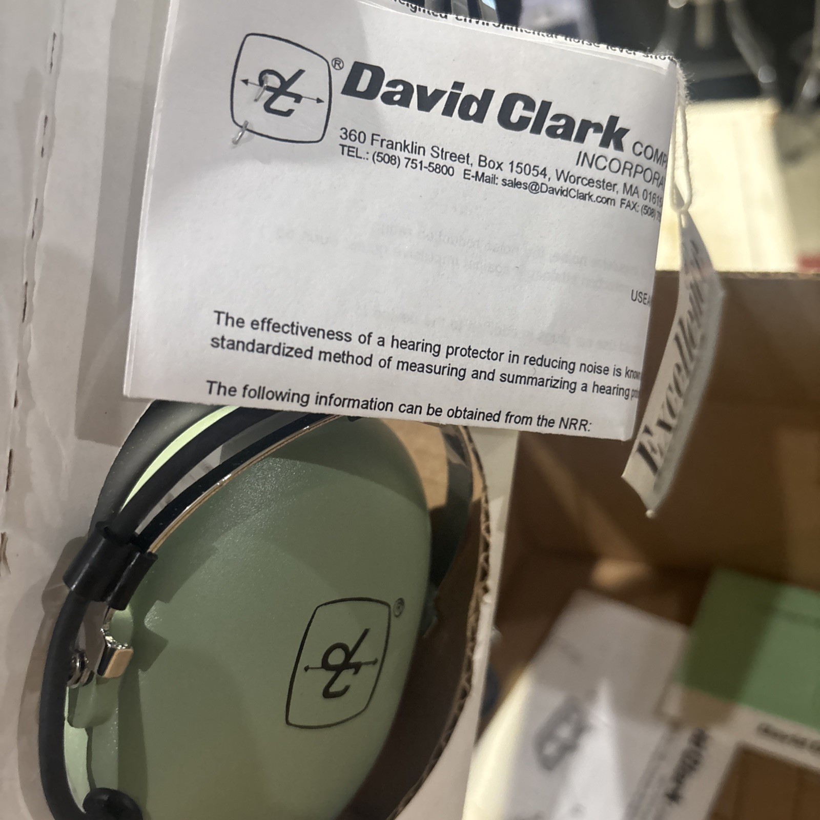David Clark Passive Stereo Headset P/N 40494G-01 🔥NEW🔥