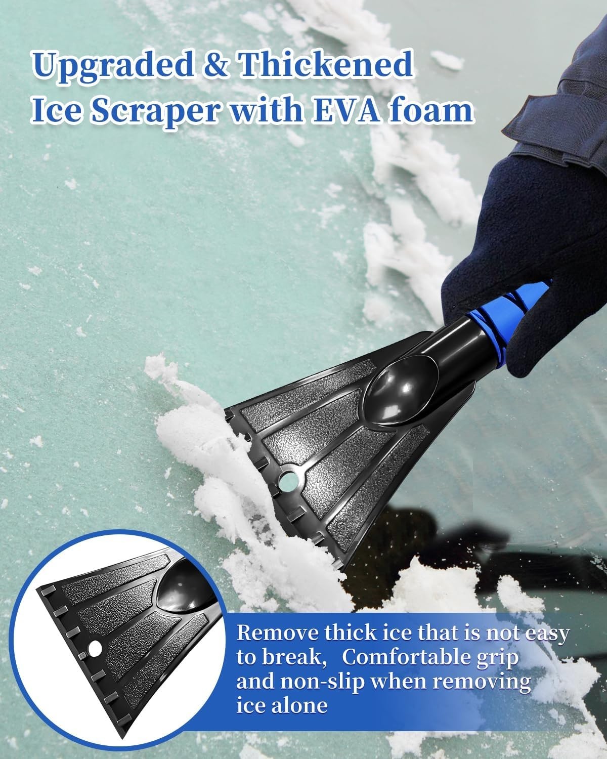 37'' Snow Brush and Ice Scraper for Car Windshield, Aluminum Extendable Snow
