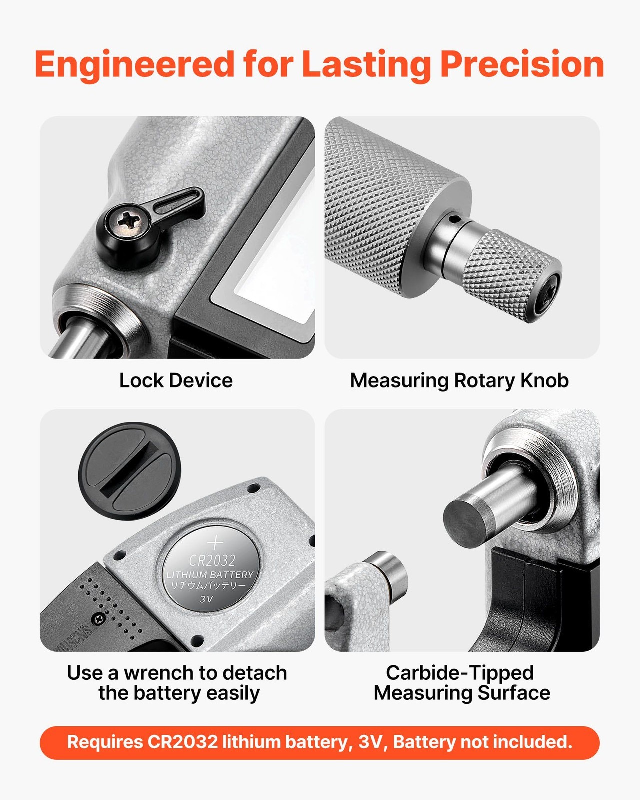 Digital Micrometer Set 0-1" LCD Ultra-Precision Carbide Tip Case
