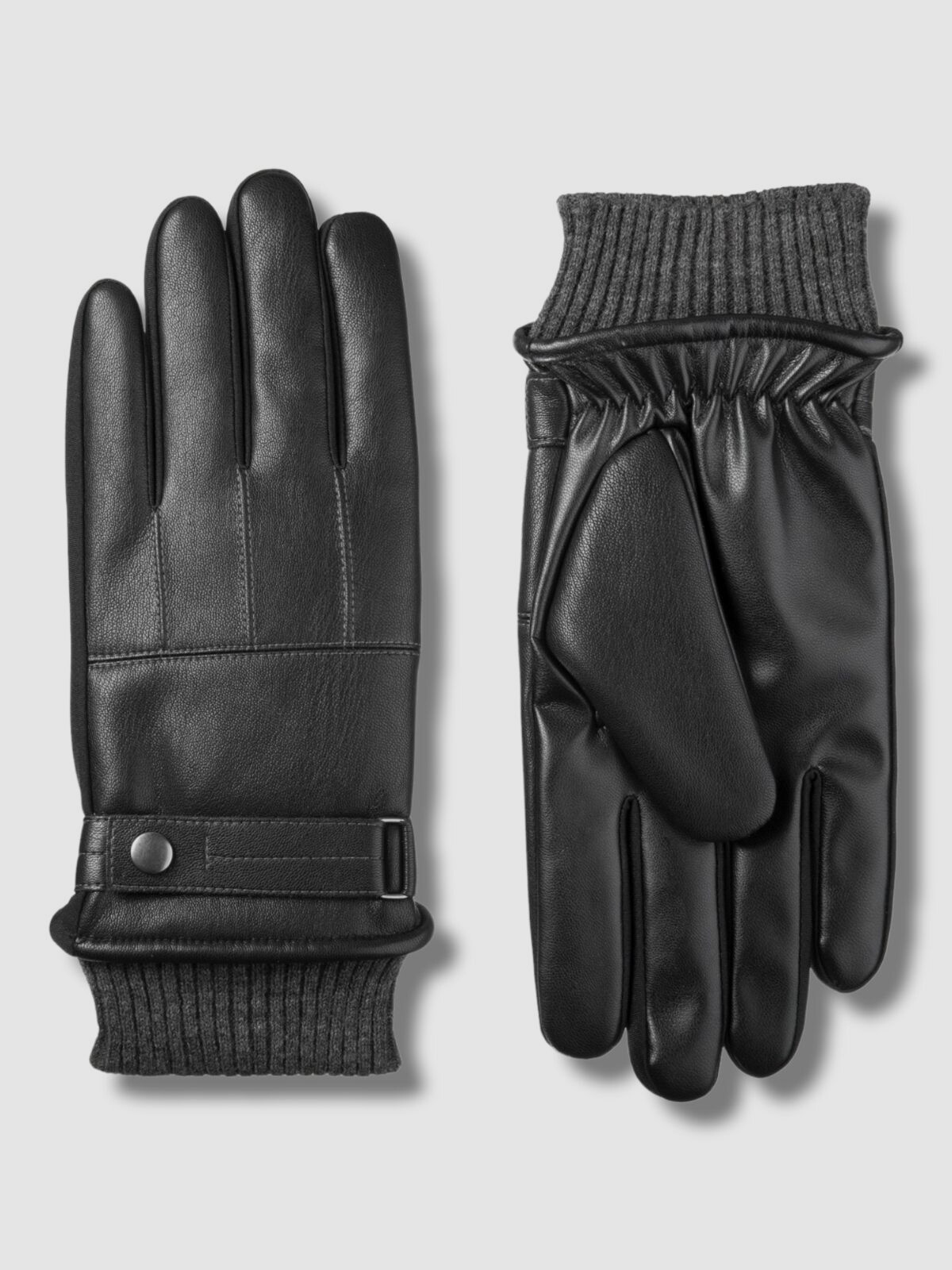$64 Isotoner Men's Black Solid SleekHeat Belted Touchscreen Gloves Size Large