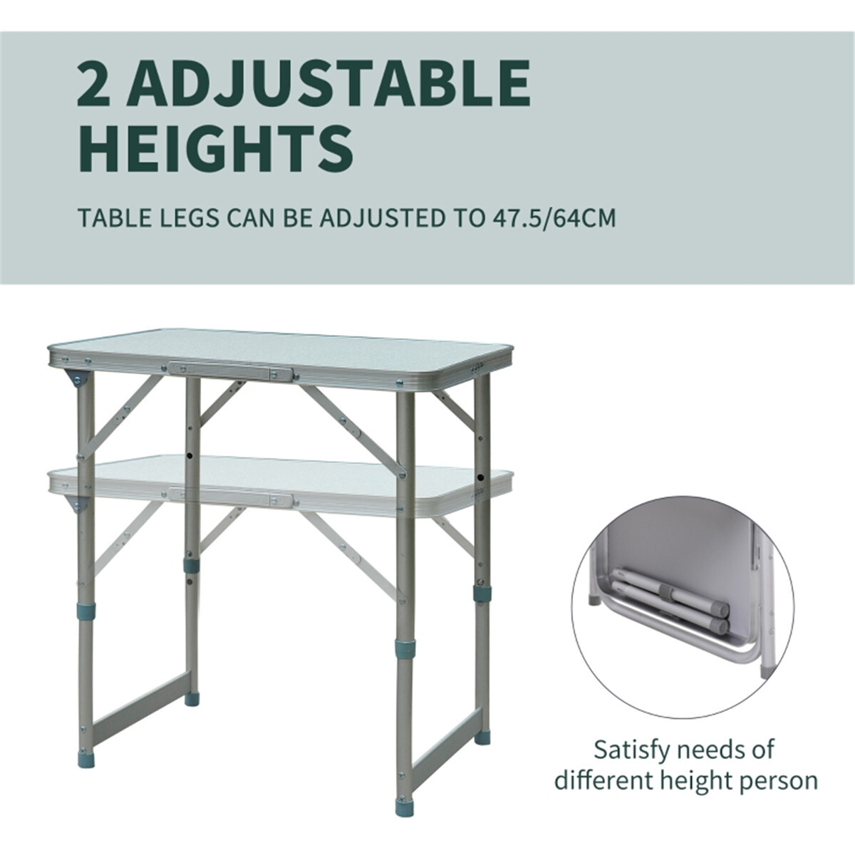 Portable Camping Table Dining Table Silver