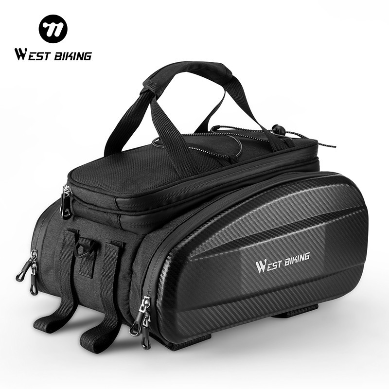 WEST BIKING Bicycle Hard Shell Bike Pannier Rear Rack Pack Bag Expandable Black