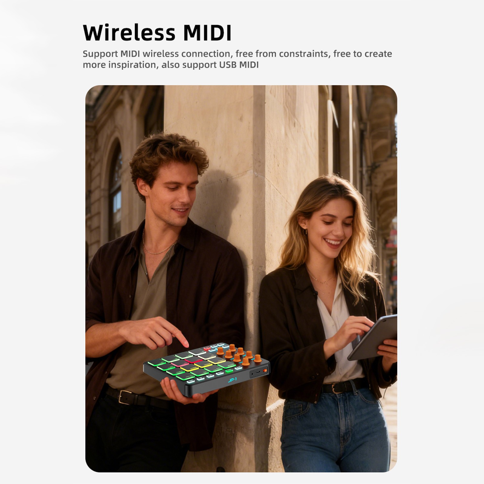 Wireless USB MIDI Controller Customizable Function Buttons Knobs for Music Produ