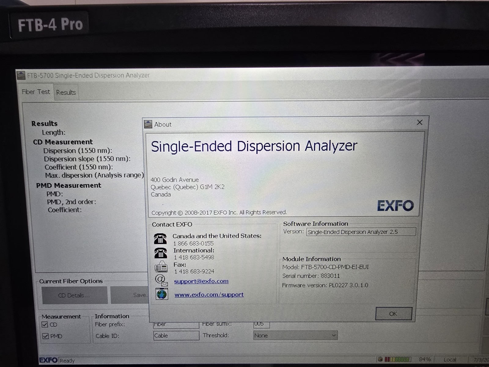 EXFO FTB 4 PRO FTB 5700 CD PMD Single Ended Dispersion Analyzer FTB-5700-CD-PMD