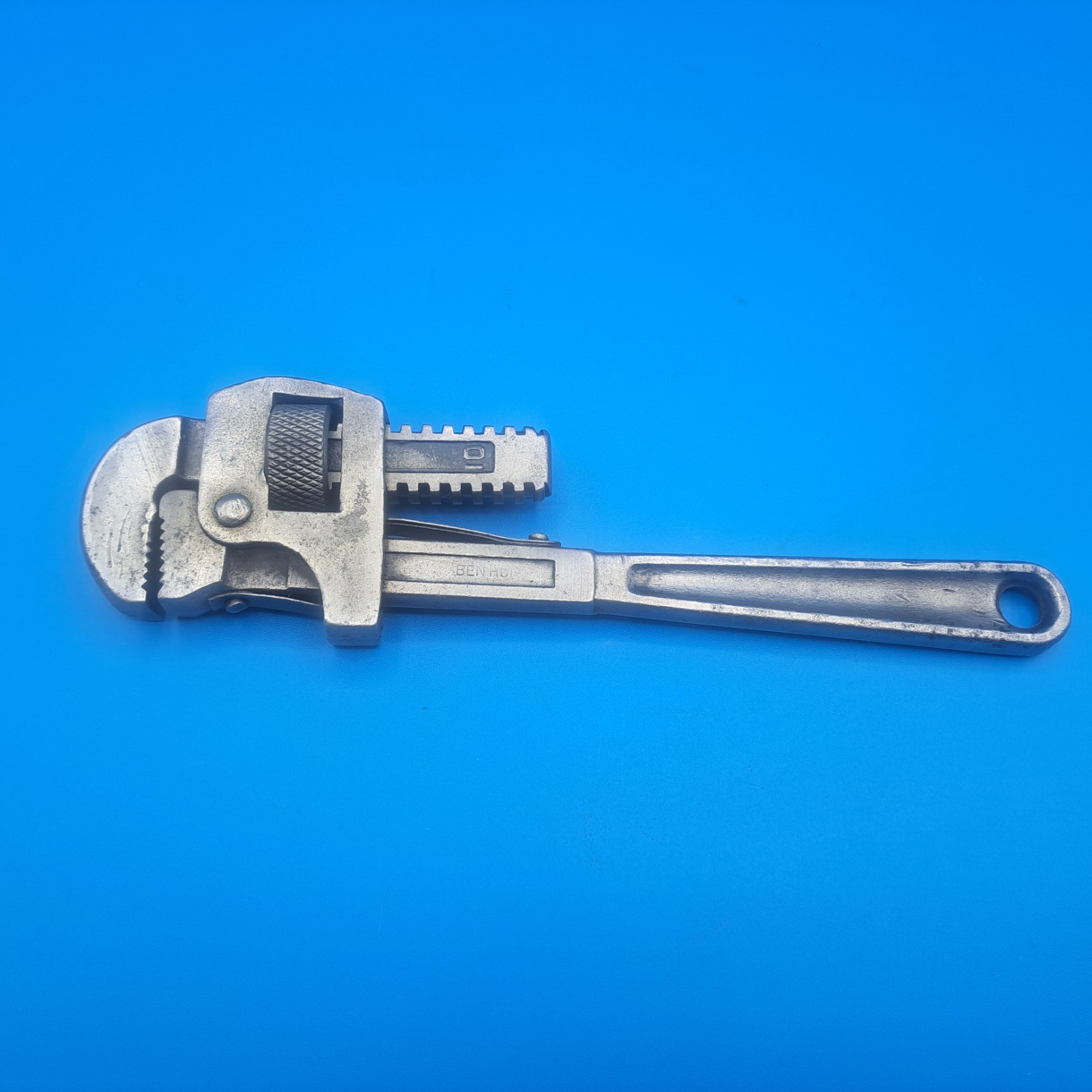 Vintage Ben Hur 10 Inch Pipe Wrench, 0 to 1 3/4" Jaw Opening