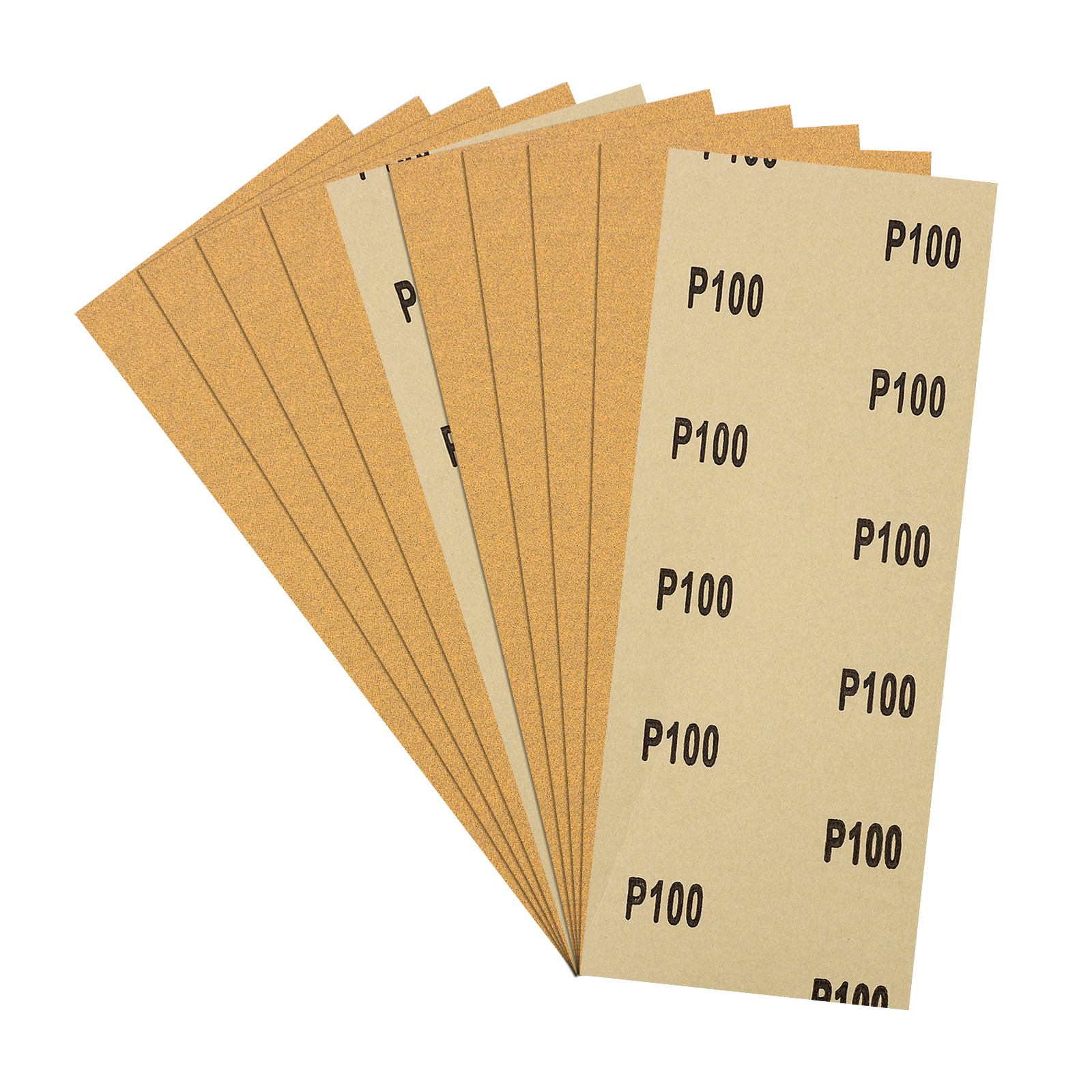 10pcs Sand Papers - [3.6 x 9 Inch x 100 Grits] Alumina Sandpaper Sheets Gold