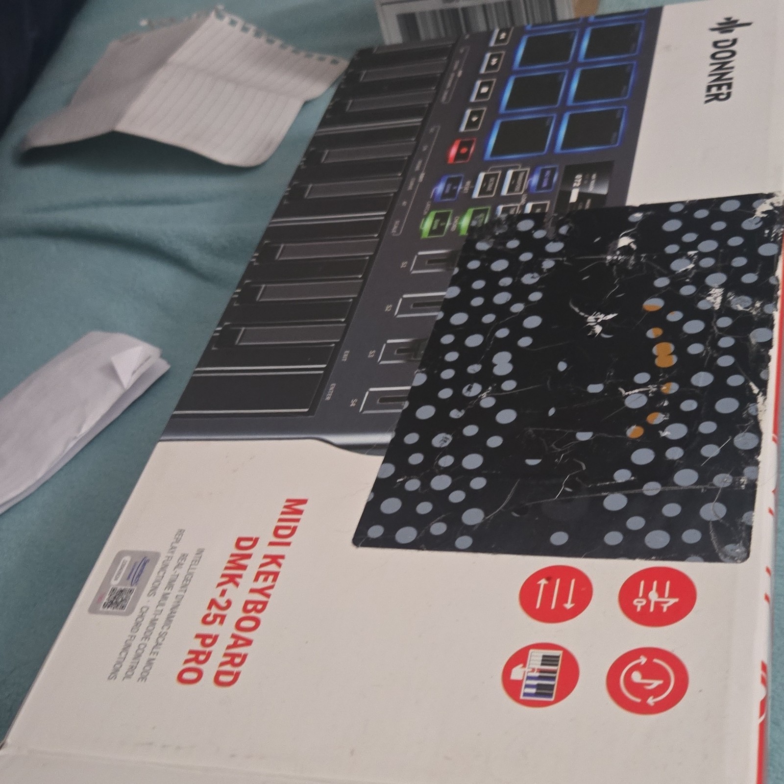 Donner DMK-25 PRO 25-Key MIDI Keyboard Controller w/ Pads, Faders, USB Out