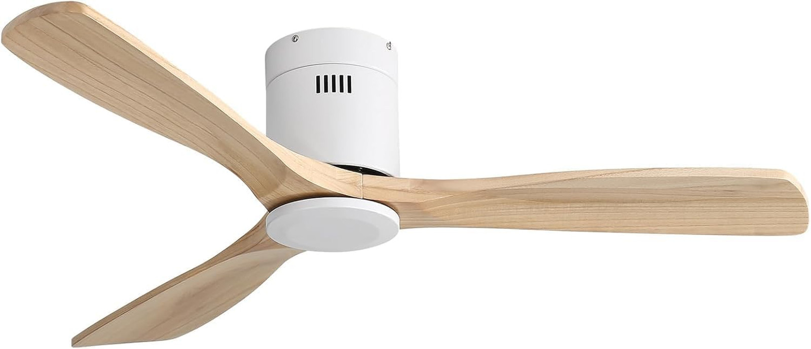 52" Modern Solid Wood Ceiling Fan, 6-Speed, Reversible DC Motor, No Light