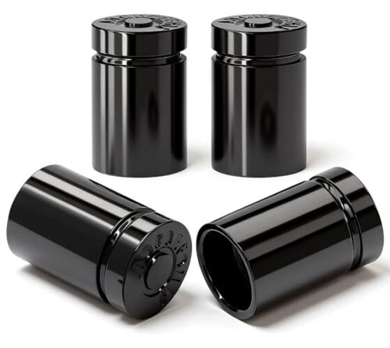 4PCS Bullet Shell Tire Valve Stem Caps, Leak-Proof Air 4 pcs Bullet - Black