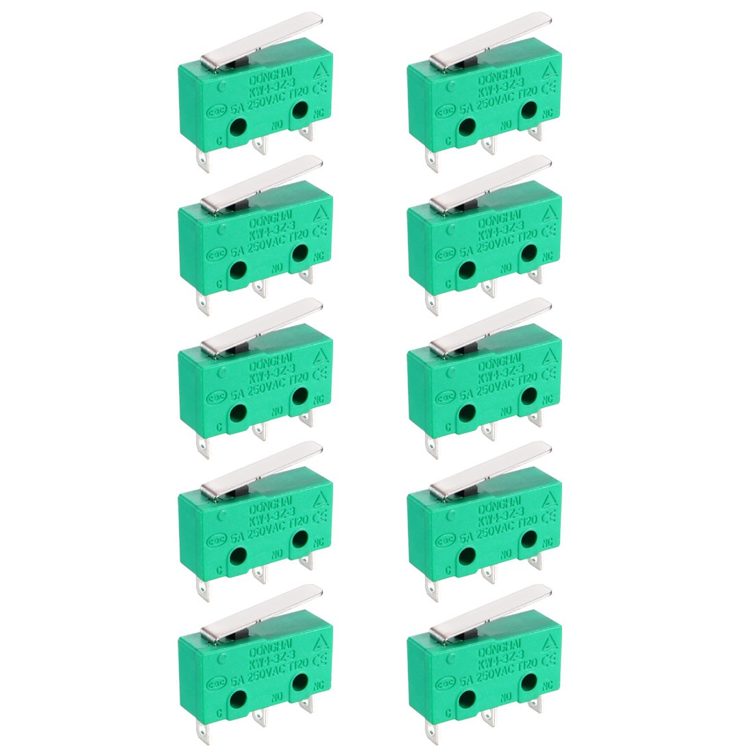 10 x KW4-3Z-3 Micro Limit Switch SPDT NO NC 3 Terminals Momentary Straight Lever