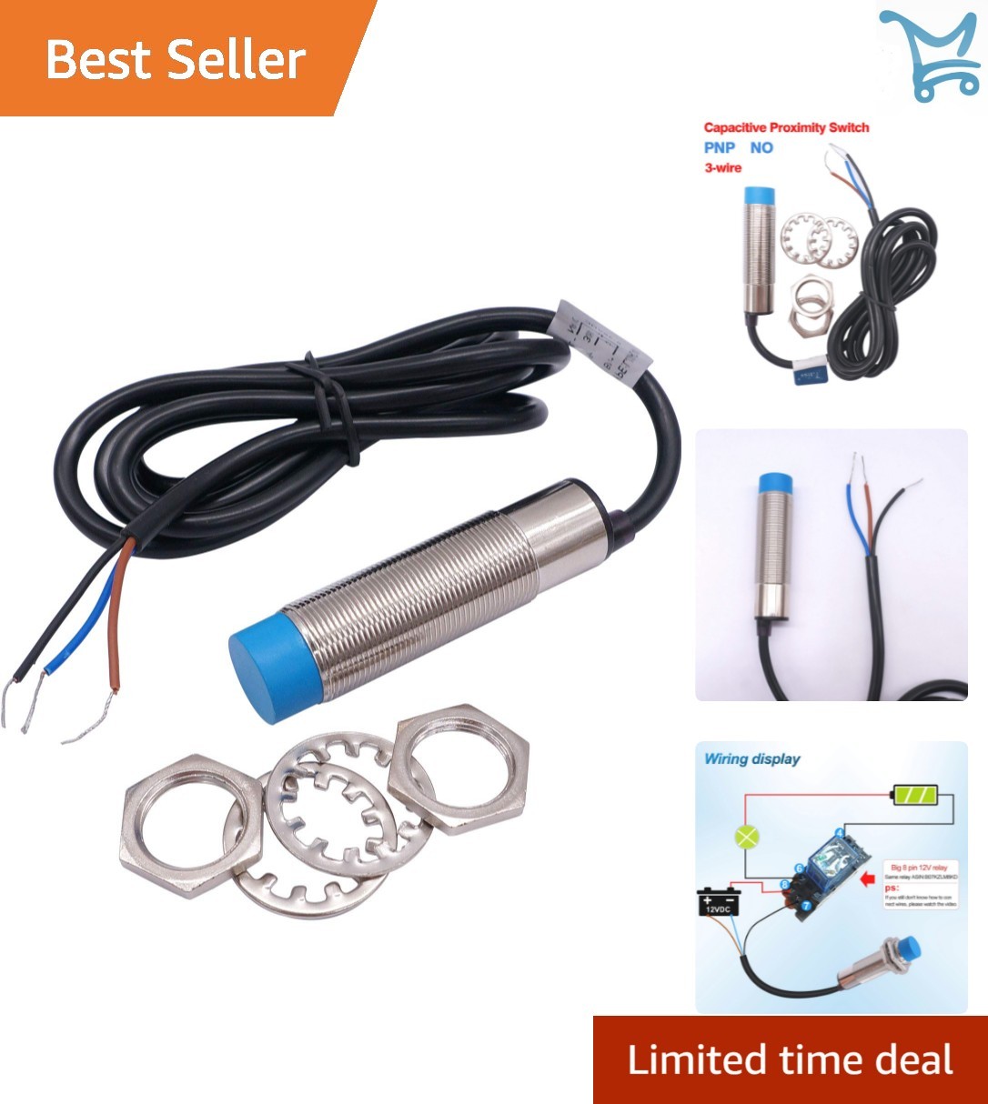 Capacitive Proximity Switch 1-10mm Detect Metal Non-metal Object PNP NO