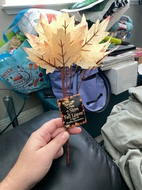 Harvest Time 7 Stem Fall Leaves Light Yellow New!