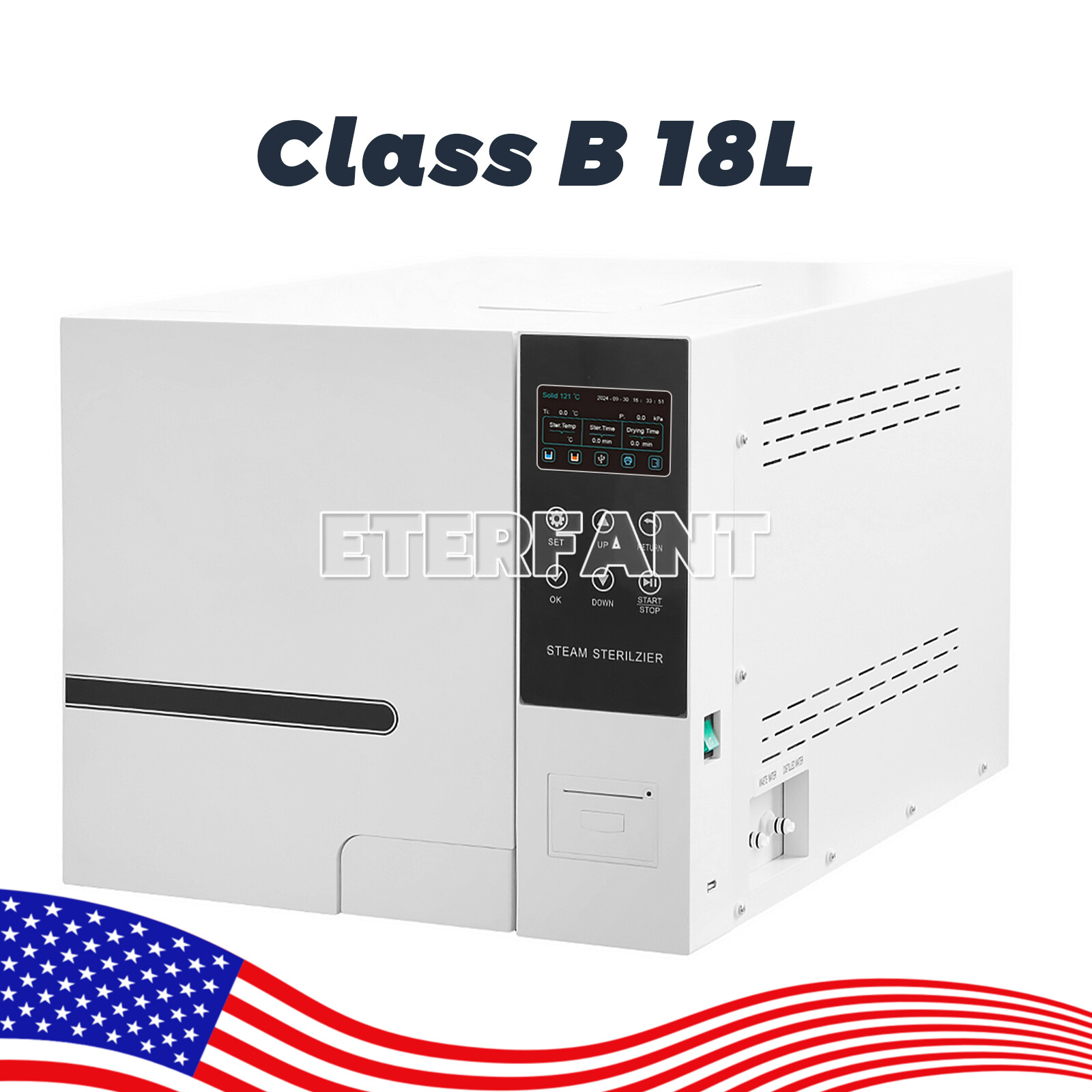 18L Class B Dental Autoclave Vacuum Steam Sterilizer Sterilization+Printer UPS