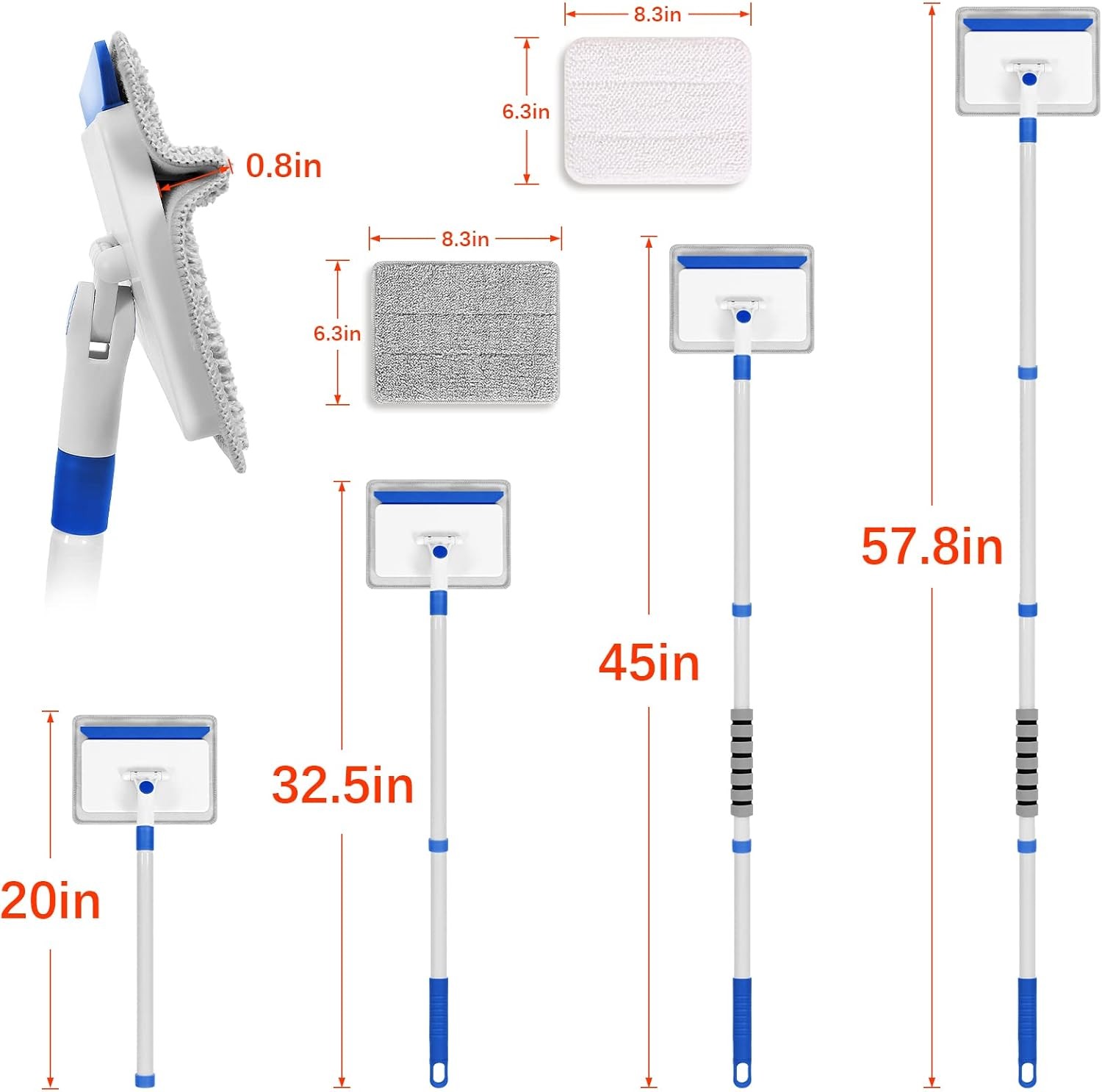 Baseboard Cleaner Tool with Handle, Wall Cleaner with Extendable Long Handle