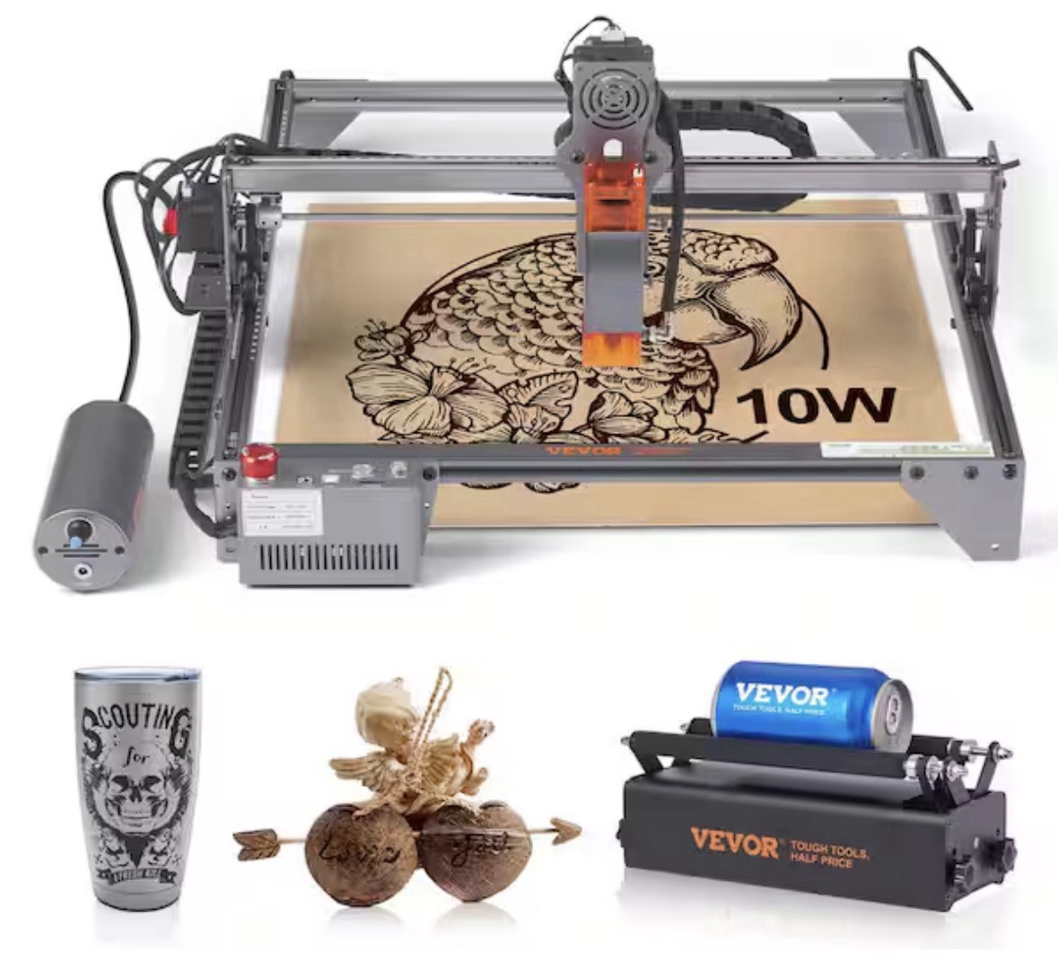 VEVOR 10W 15.7" x 15.7" Laser Engraving Machine - Gray (A7)