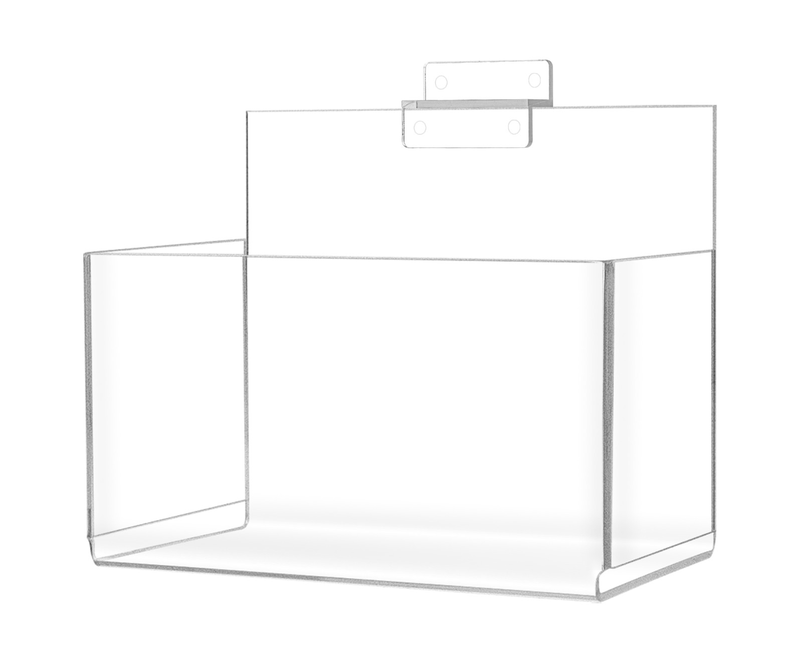 Slatwall Acrylic Retail Tray Merchandise Display Bin Clear with High Back