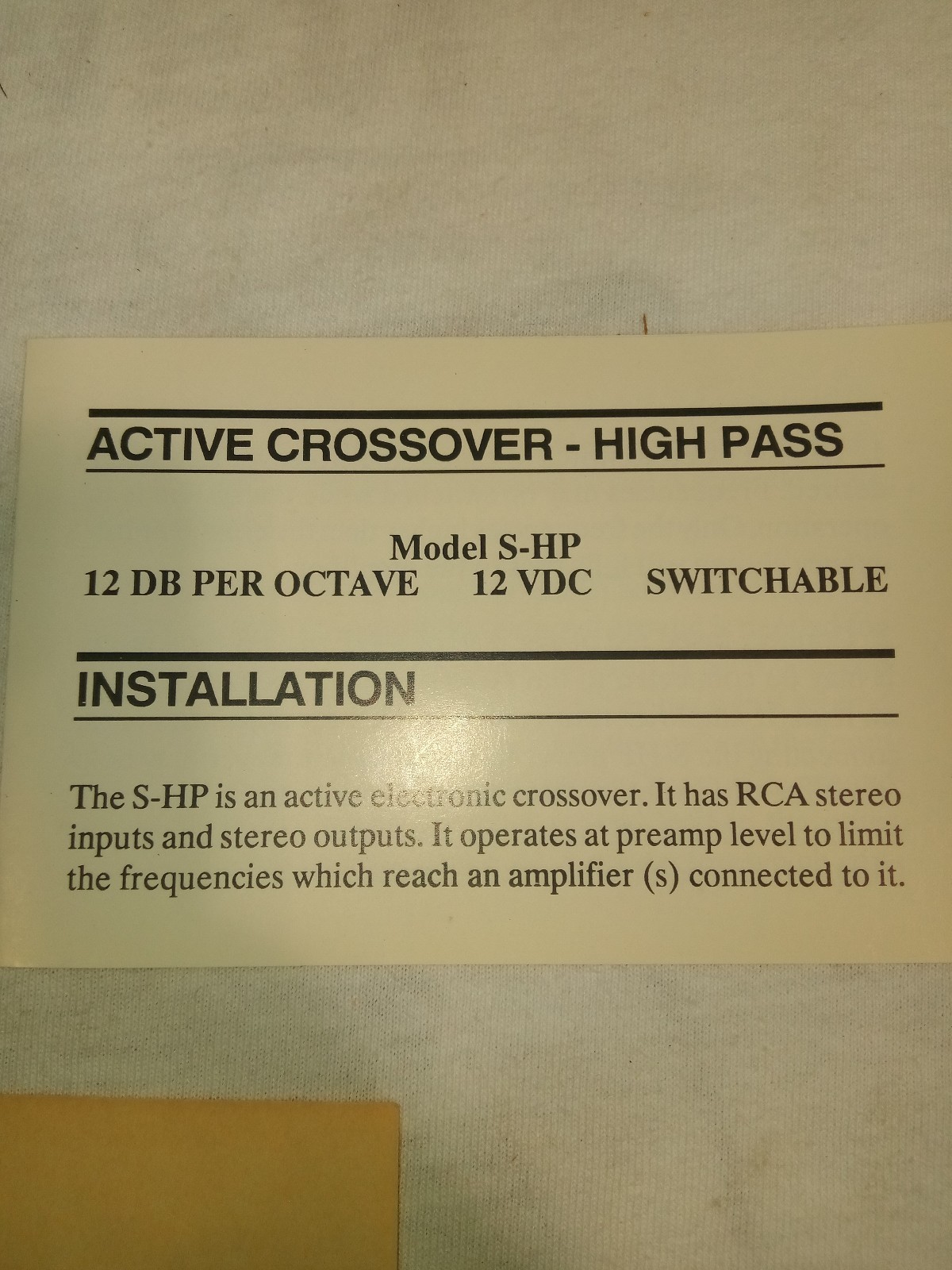 PAC | Electronic Crossover High Pass | Model S-HP! ADJUSTABLE! *200HZ* RARE!!!