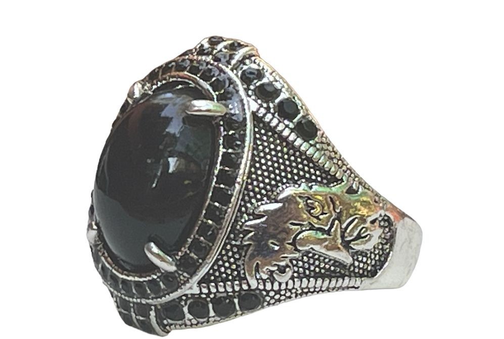 Men's ring with an eagle design and stones/yu145