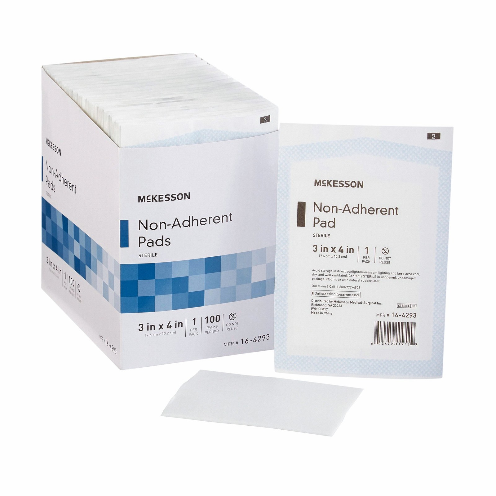 McKesson Sterile Non-Adherent Dressing Rectangle 3 x 4" 16-4293 1200 per Case