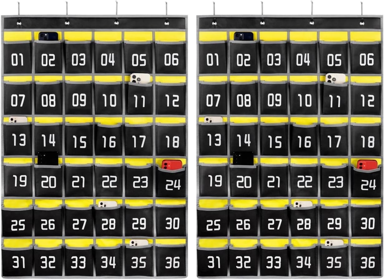 Classroom Accessories Closet Pocket Chart Cell Phones Holder-36 Pockets/2 Pack