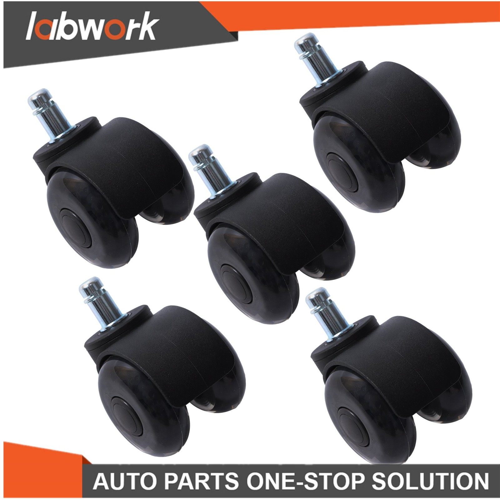 Labwork 5 Pack 2 Inch Universal Mute Rubber Chair Casters 360° Swivel Wheels