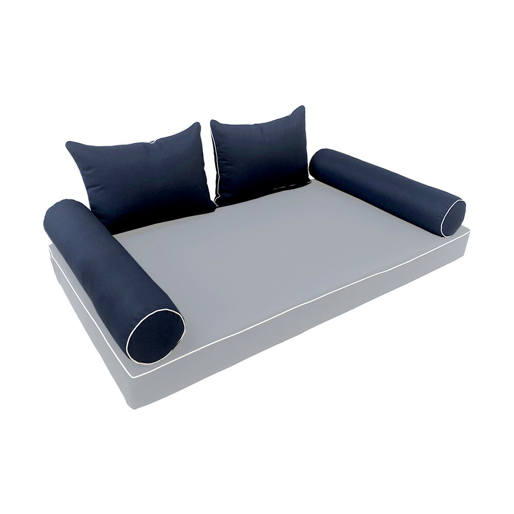 SLIPCOVER ONLY S4 Outdoor Bolster Backrest Pillow Covers ContrastTrim Full AD101