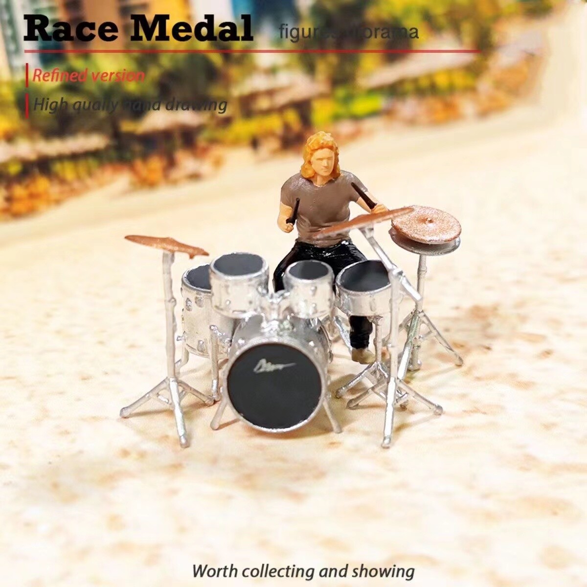 1:64 Painted Figure Mini Model Miniature Resin Diorama Drummer Drum Band Man Set