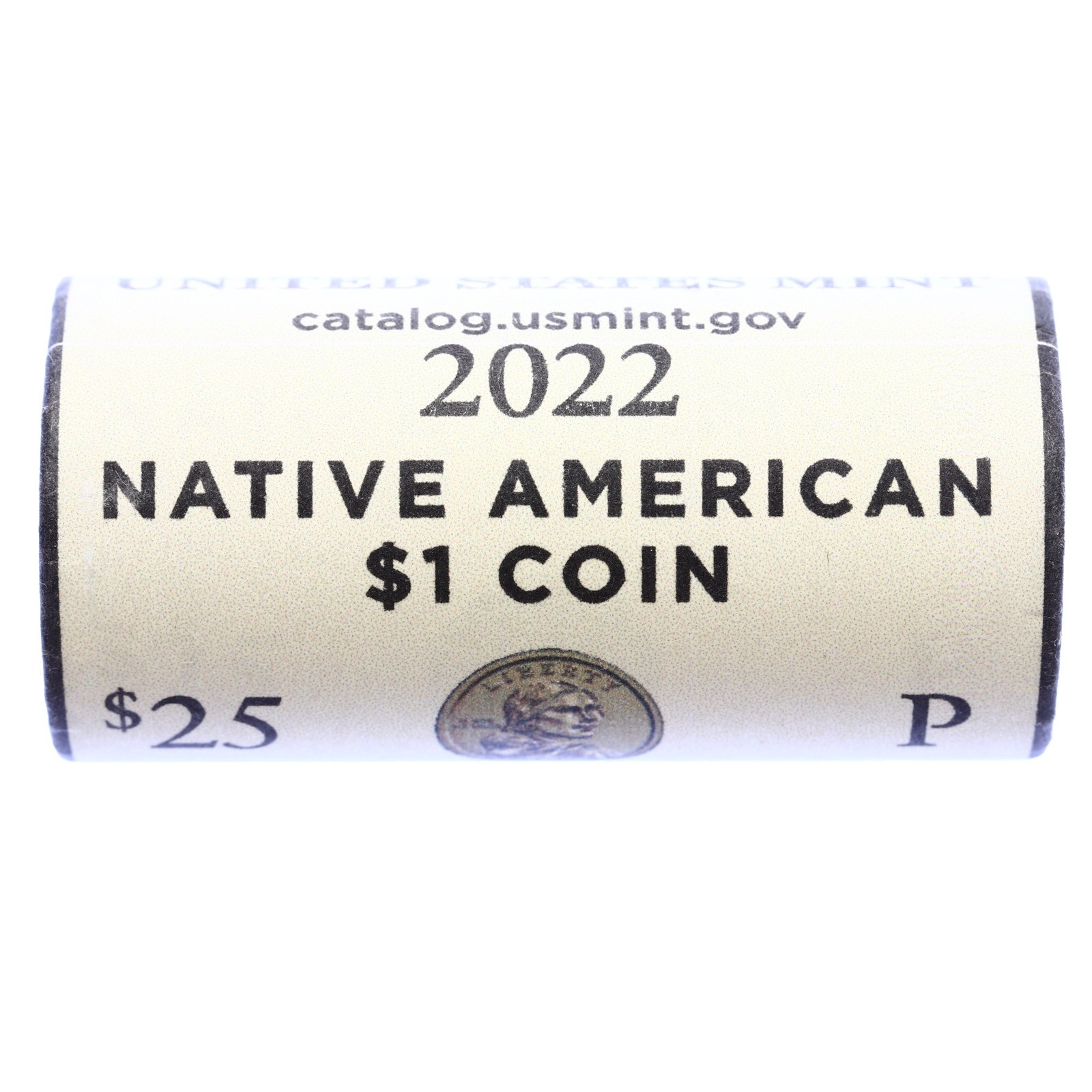 2022 P Native American Sacagawea BU Mint Wrapped H/T Roll 25 Coins