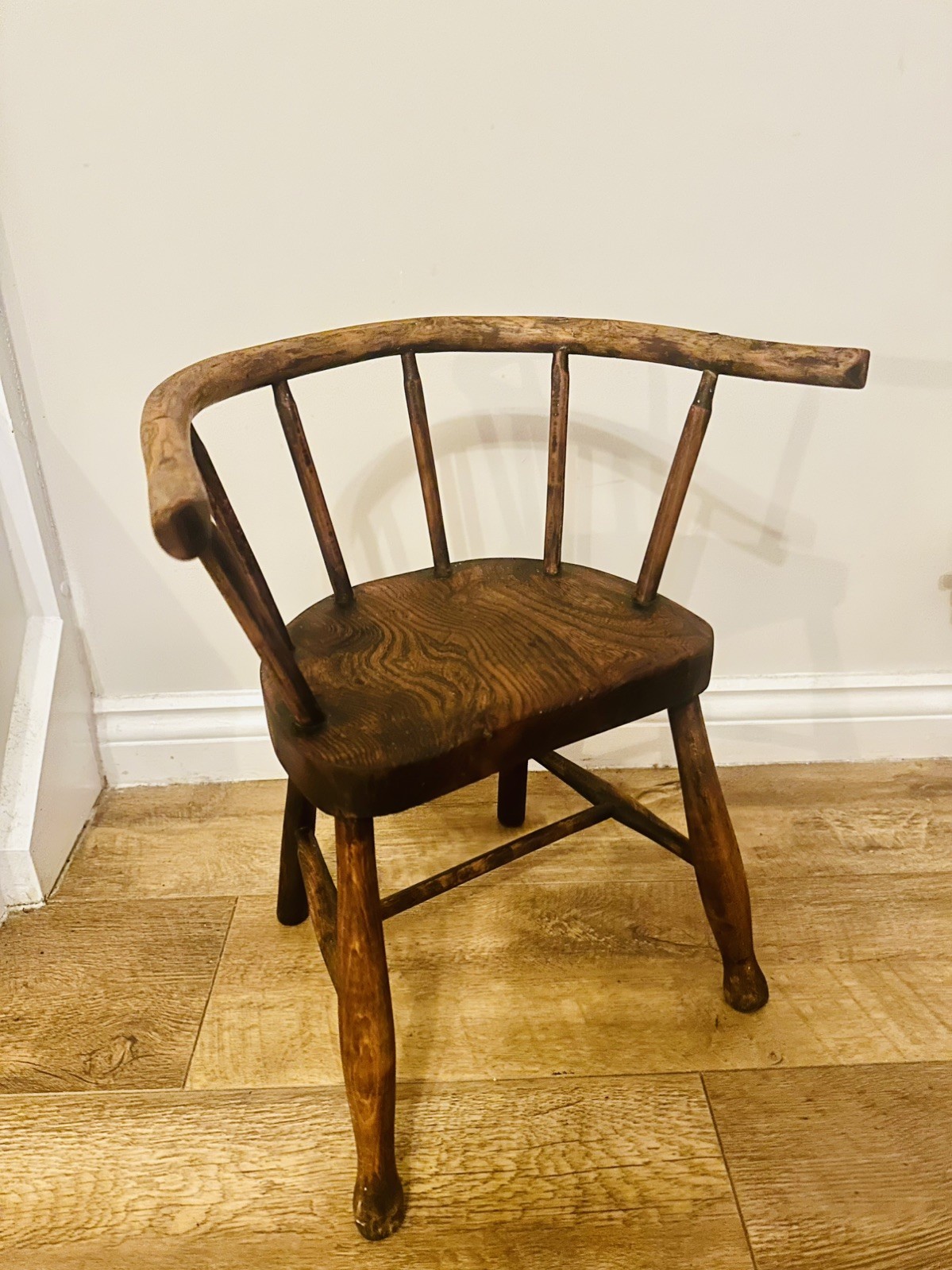 Antique apprentice piece stick back chair authentic primitive very rare original