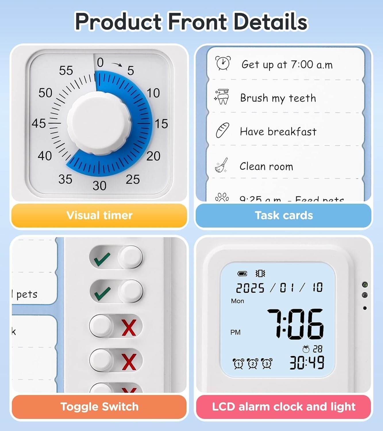 3-in-1 Visual Timer & ADHD Tool for Kids|Adults, Task Timer with Chore Chart ...