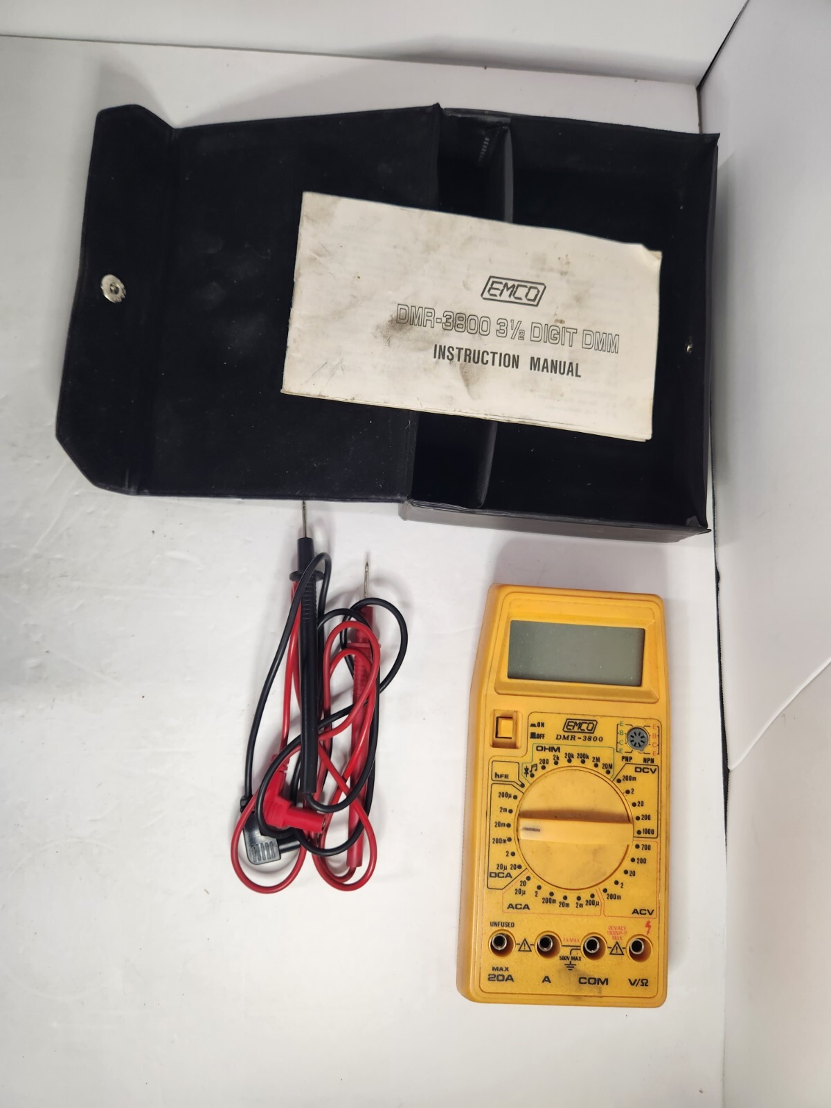 EMCO DMR-3800 Digital Multimeter w/Case & Instructions Tested Electrical Tester