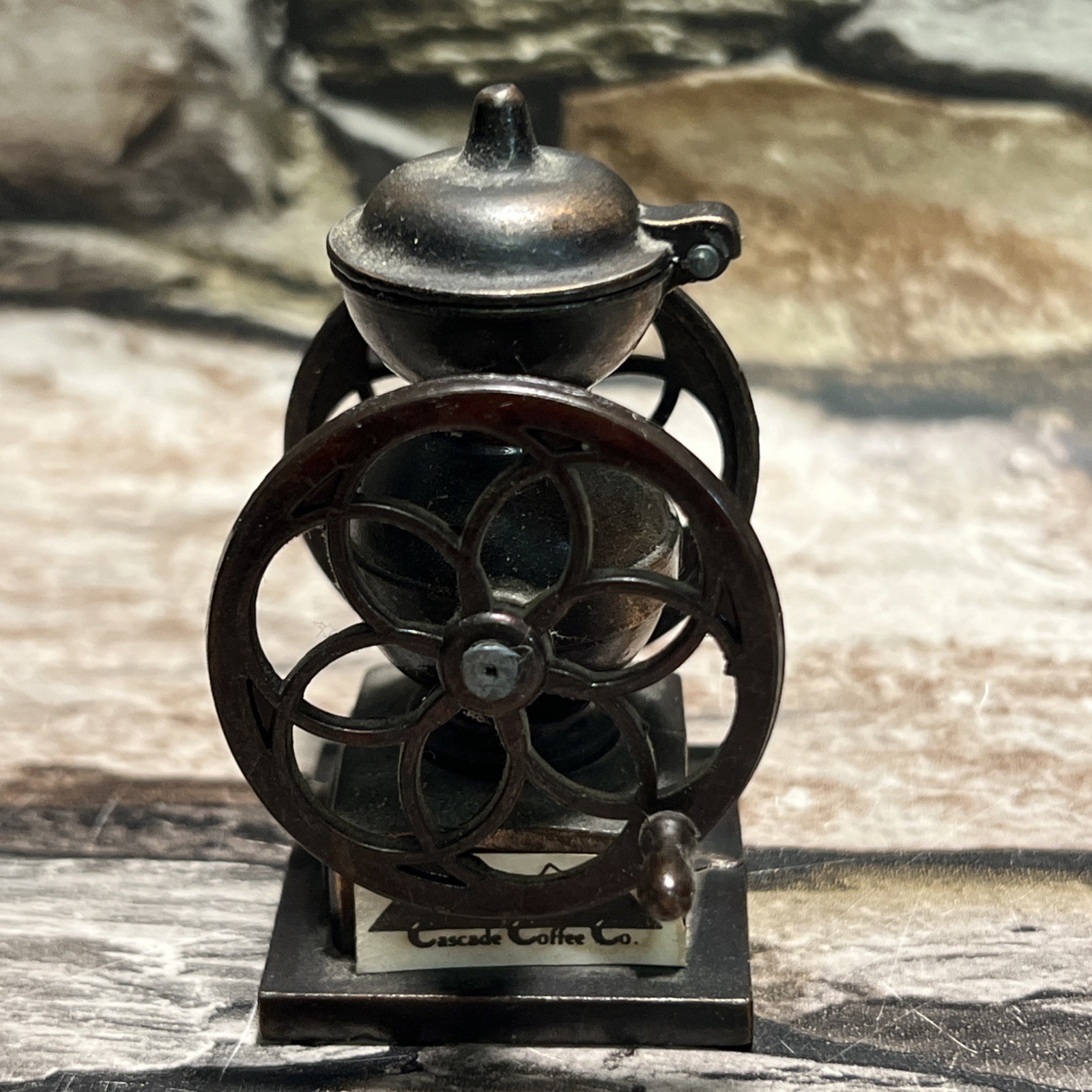 Vintage Mini Coffee Grinder Pencil Sharpener Bronze 2.75" Tall