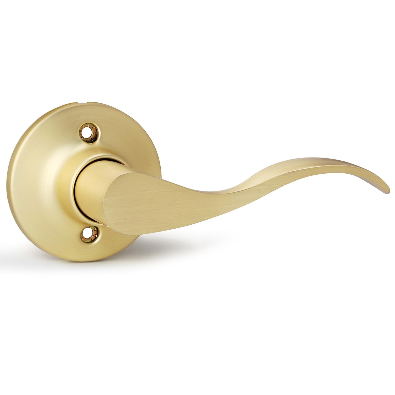 1 Pack Satin Brass Door Handles, Dummy Door Levers, Interior Door Knob Withou...