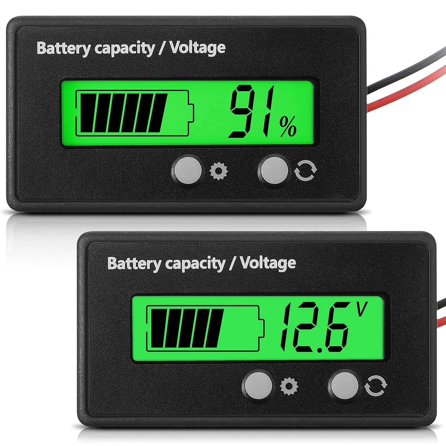 DC 12V 24V 36V 48V 60V 72V 84V Golf Cart Battery Meter with Alarm, Front Setting