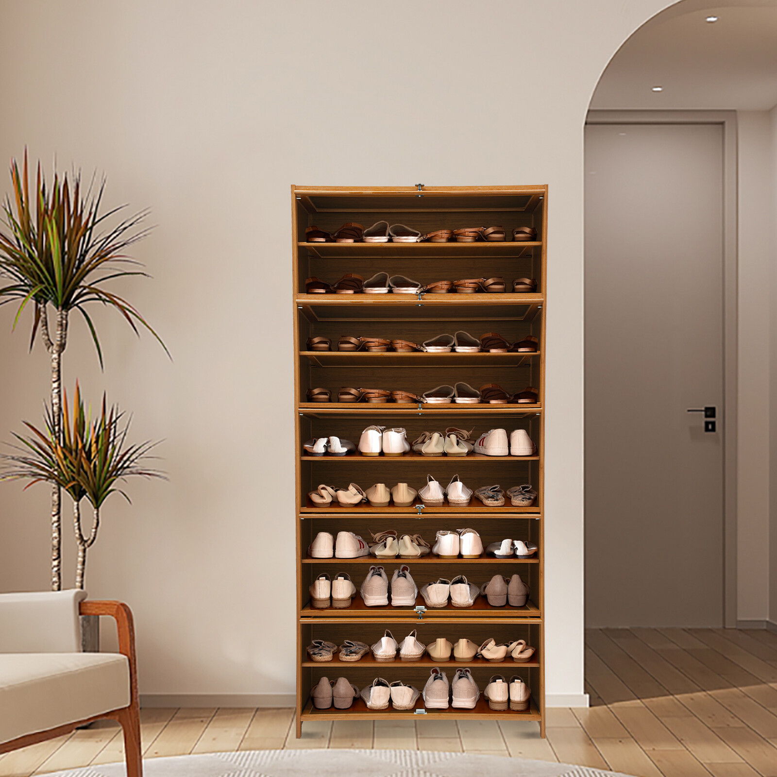 11-Tier 67" Tall Shoe Storage Cabinet Sneaker Organizer Rack for Home Entryway