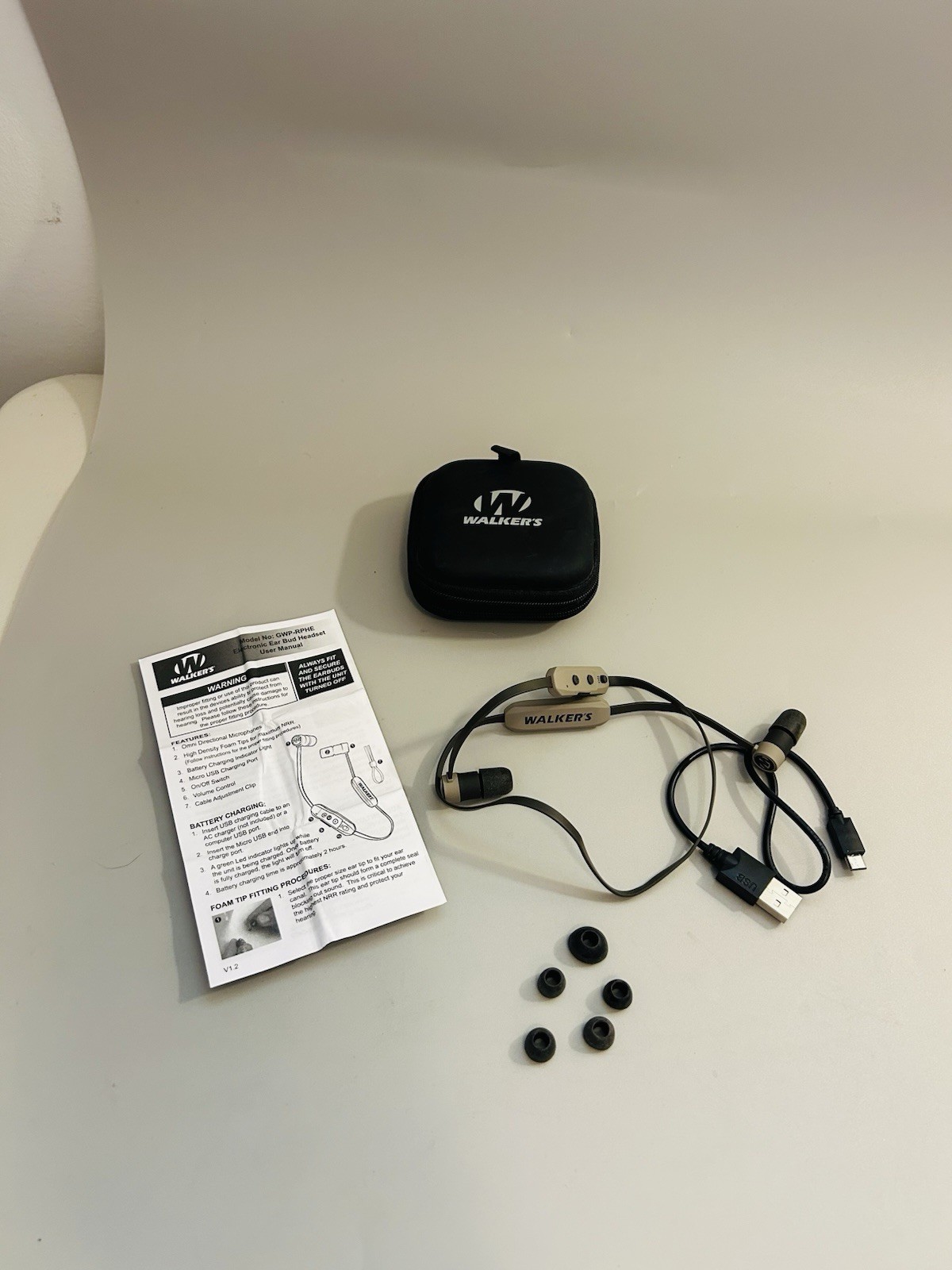 Walker's GWP-RPHE-BT Rope 29 dB Black/Brown Bluetooth Hearing Enhancer