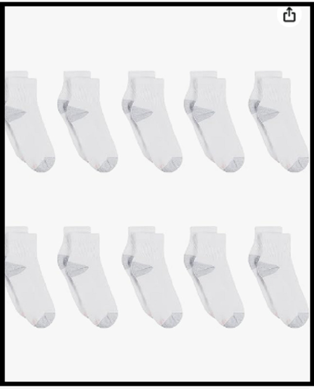 Hanes womens 10-pair Value Pack Ankle athletic socks White 5 9 US