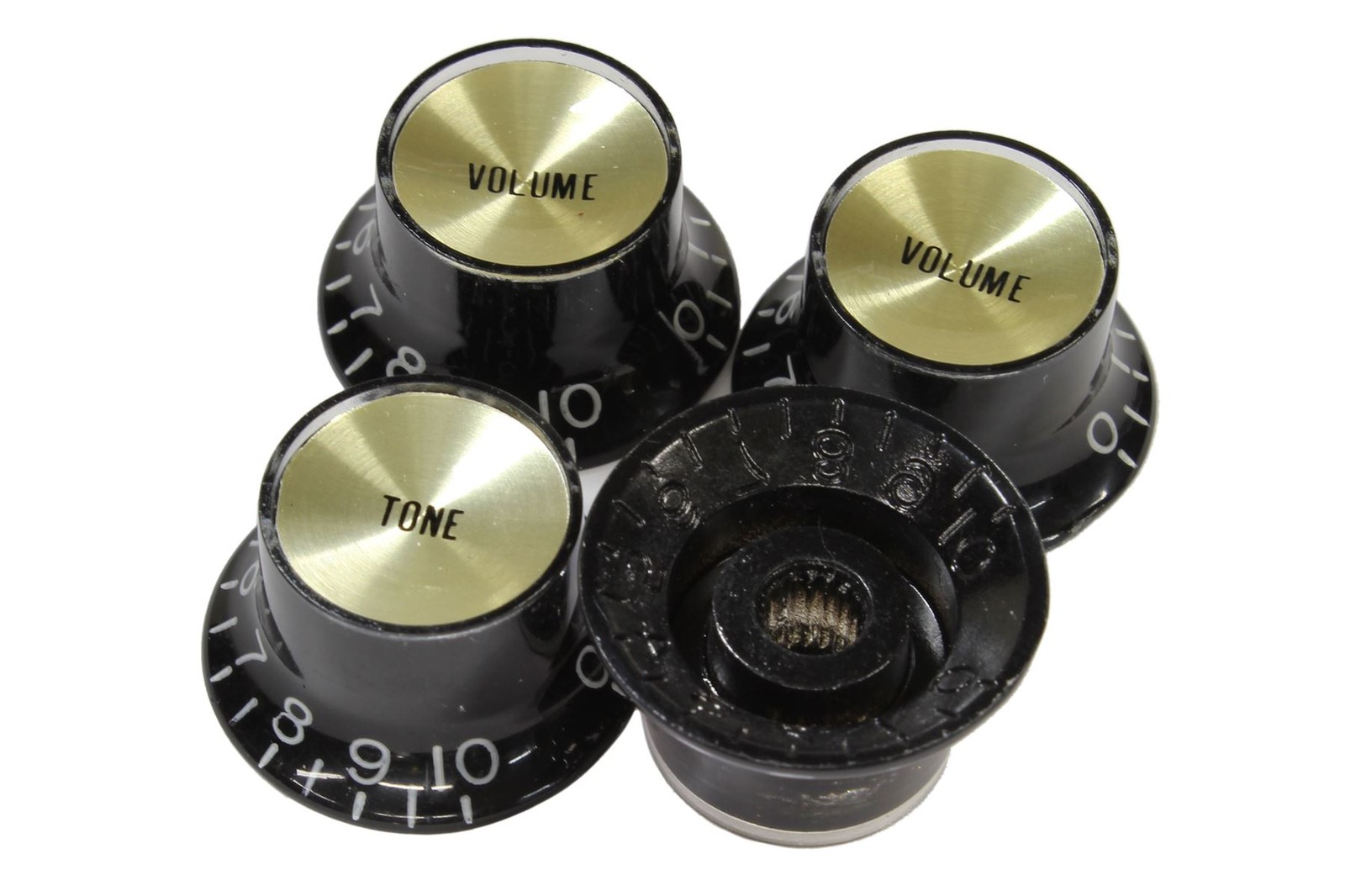 Bell Hat Knobs Black Gold Reflector for Import guitars 4pk