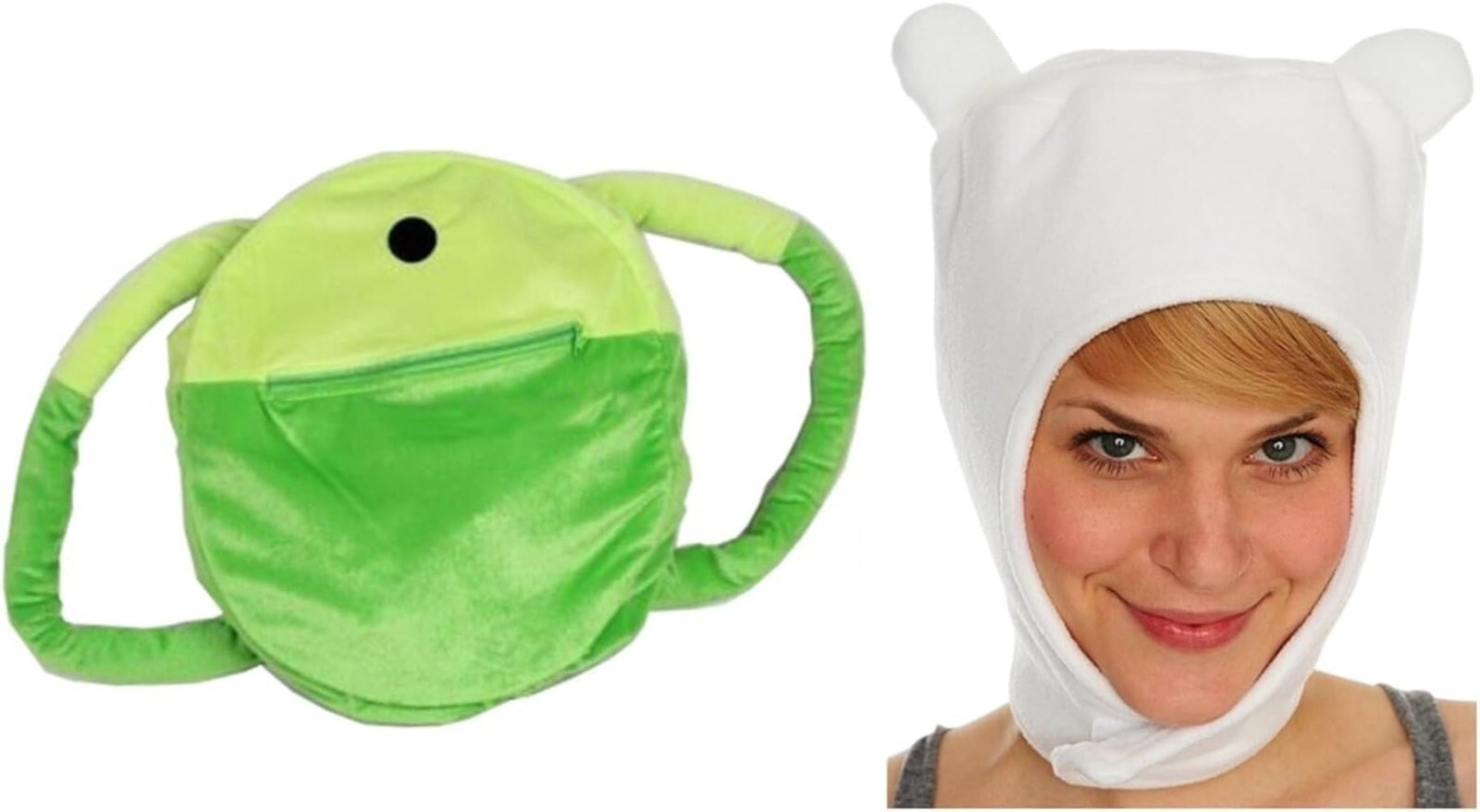 Adventure Time FINN HAT & BACKPACK SET bag costume White Cap Fleece boy