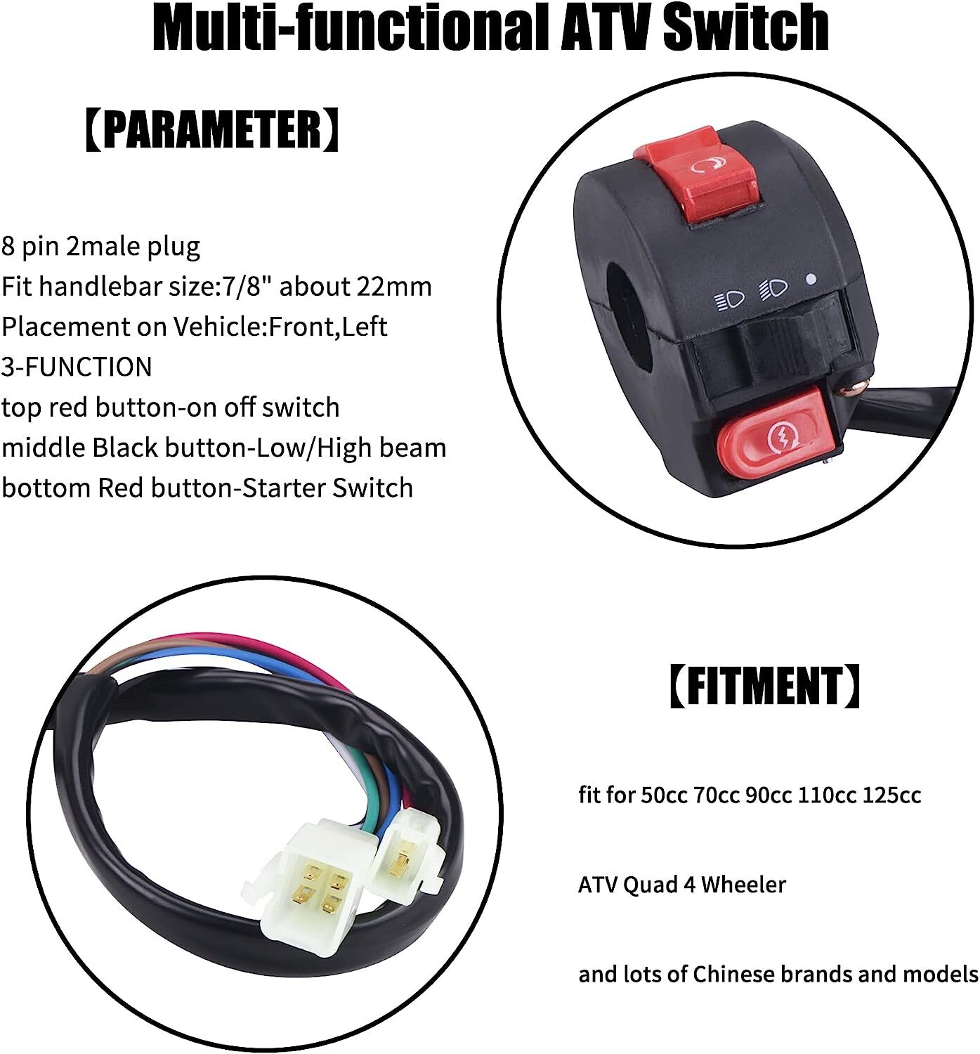 Wire Harness Wiring CDI Assembly for 50/70/90/110cc/125cc ATV Quad Coolster GO