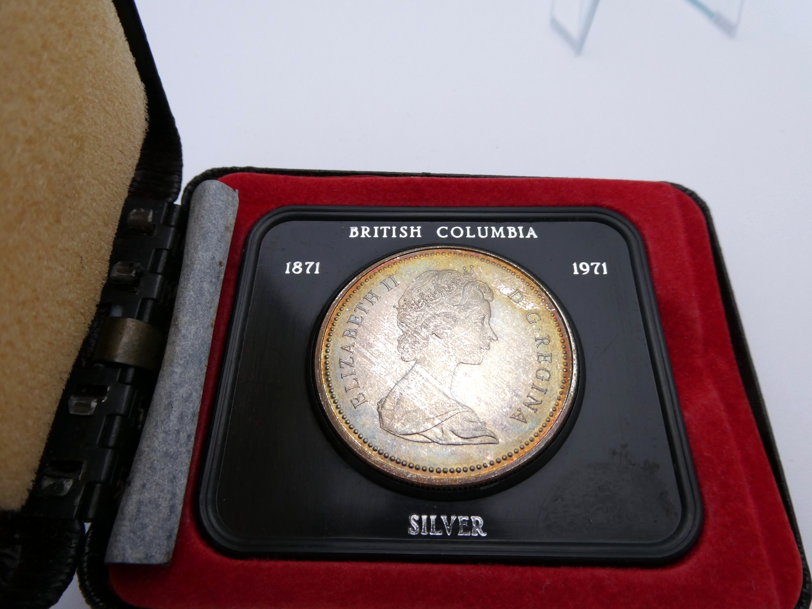 SILVER Dollar 1871 - 1971 Canada British Columbia Silver Coin with Box. F80