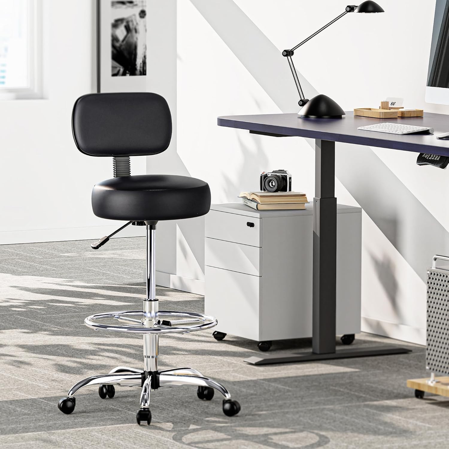 Ergonomic Drafting Chair with Adjustable Height & Backrest for Office Comfort