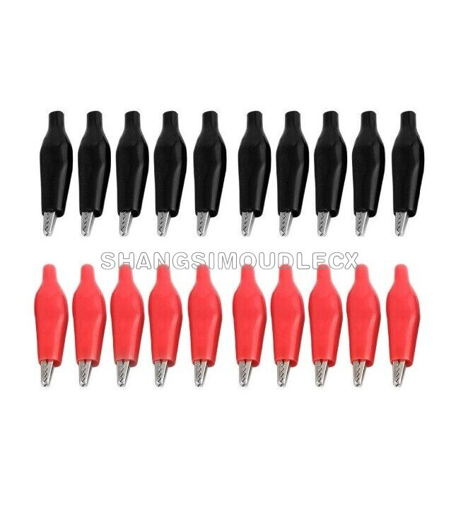 20pcs P2001 Red Black Soft Plastic Coated Testing Probe Aligator Clips Crocodile