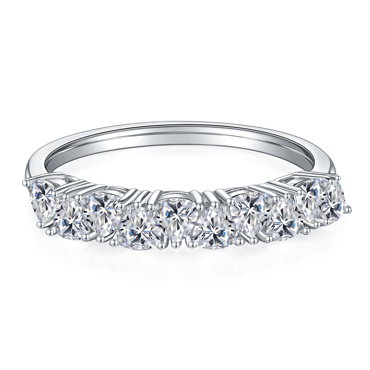 1 CTW Trillion Cut VVS1 Moissanite Half Eternity Band Ring 925 Sterling Silver