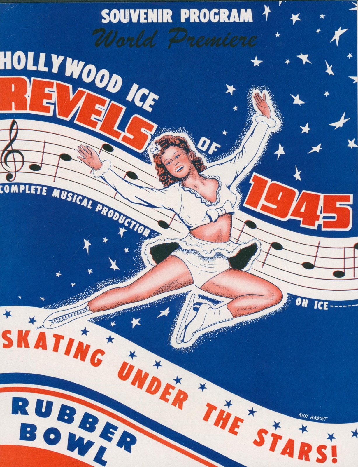 1945 Hollywood Ice Revels Skating Show Program Akron OH Rubber Bowl Under Stars