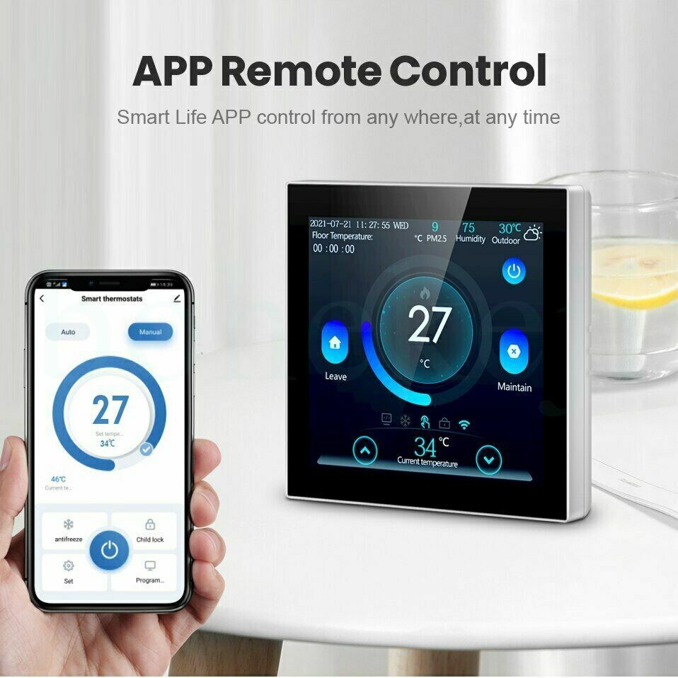 WiFi Smart Floor Thermostat Tuya Electric/Water Heating Temperature Controller