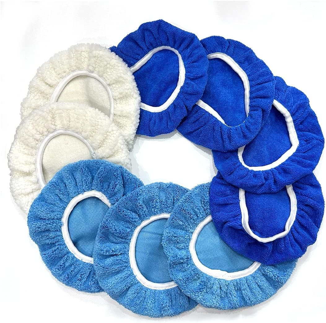 AICEL 9PCS Car Buffer Polisher Pad Bonnet, 9 to 10 Inches Orbital...
