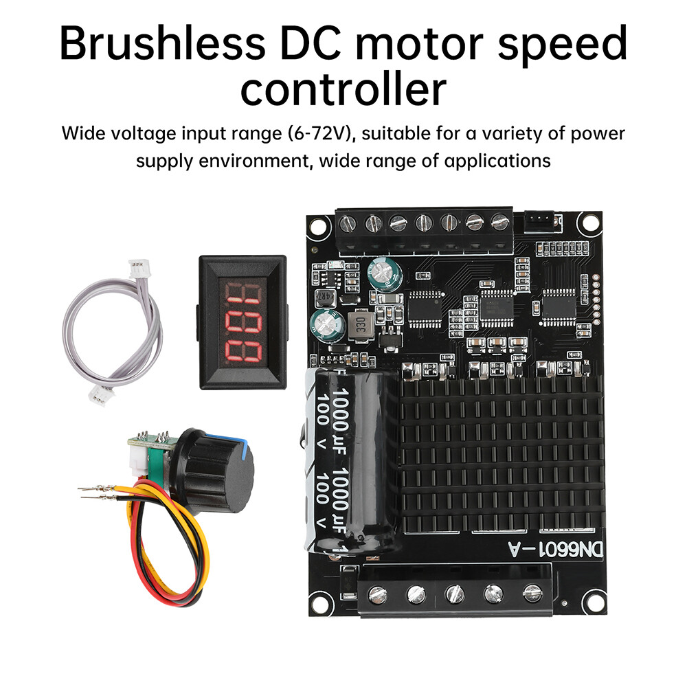 DC 6-72V 15A Digital Display DC Brushless Motor Driver 3-Phase Motor Controller